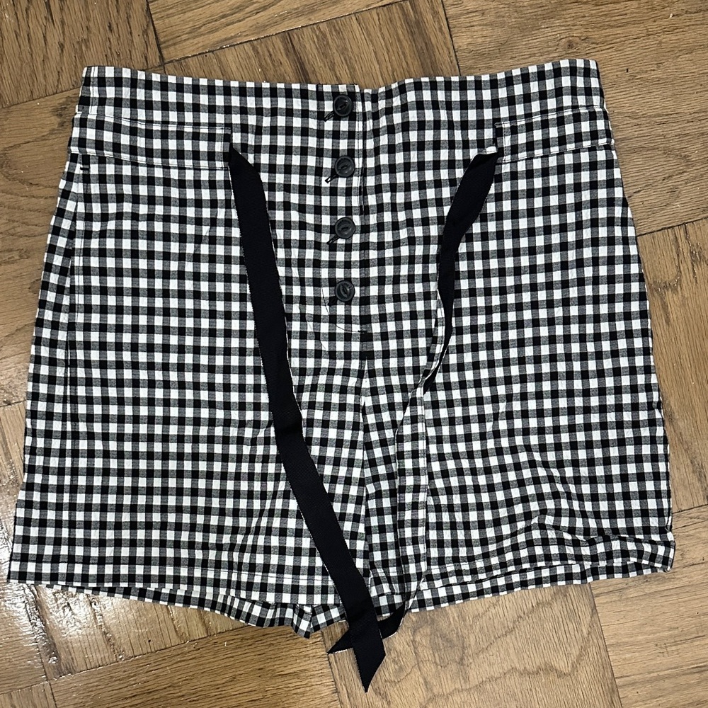 rag & bone Black and White Checkered High Waist Shorts